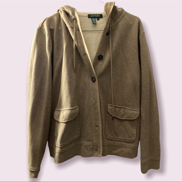 Polo Ralph Lauren Jackets & Blazers - Ralph Lauren Womens Khaki Brown Button up Wool Sweater Jacket